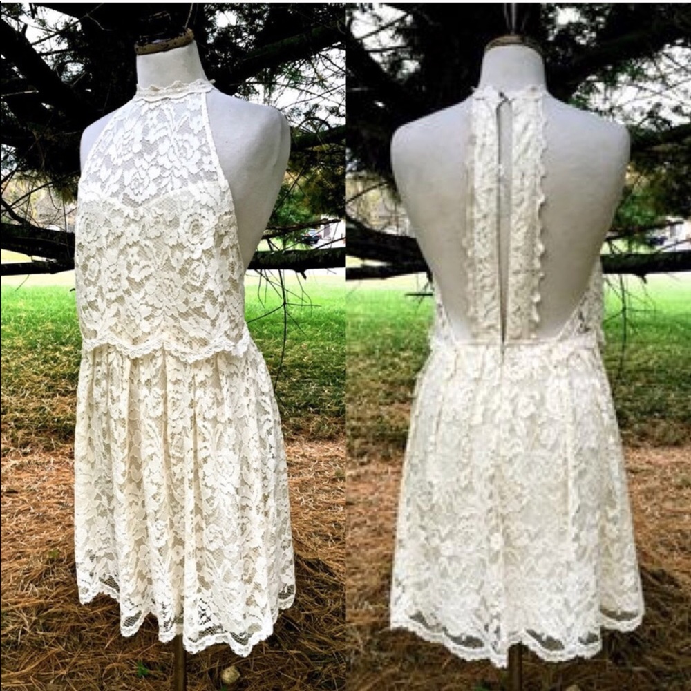 Free People Ivory High Neck Dress